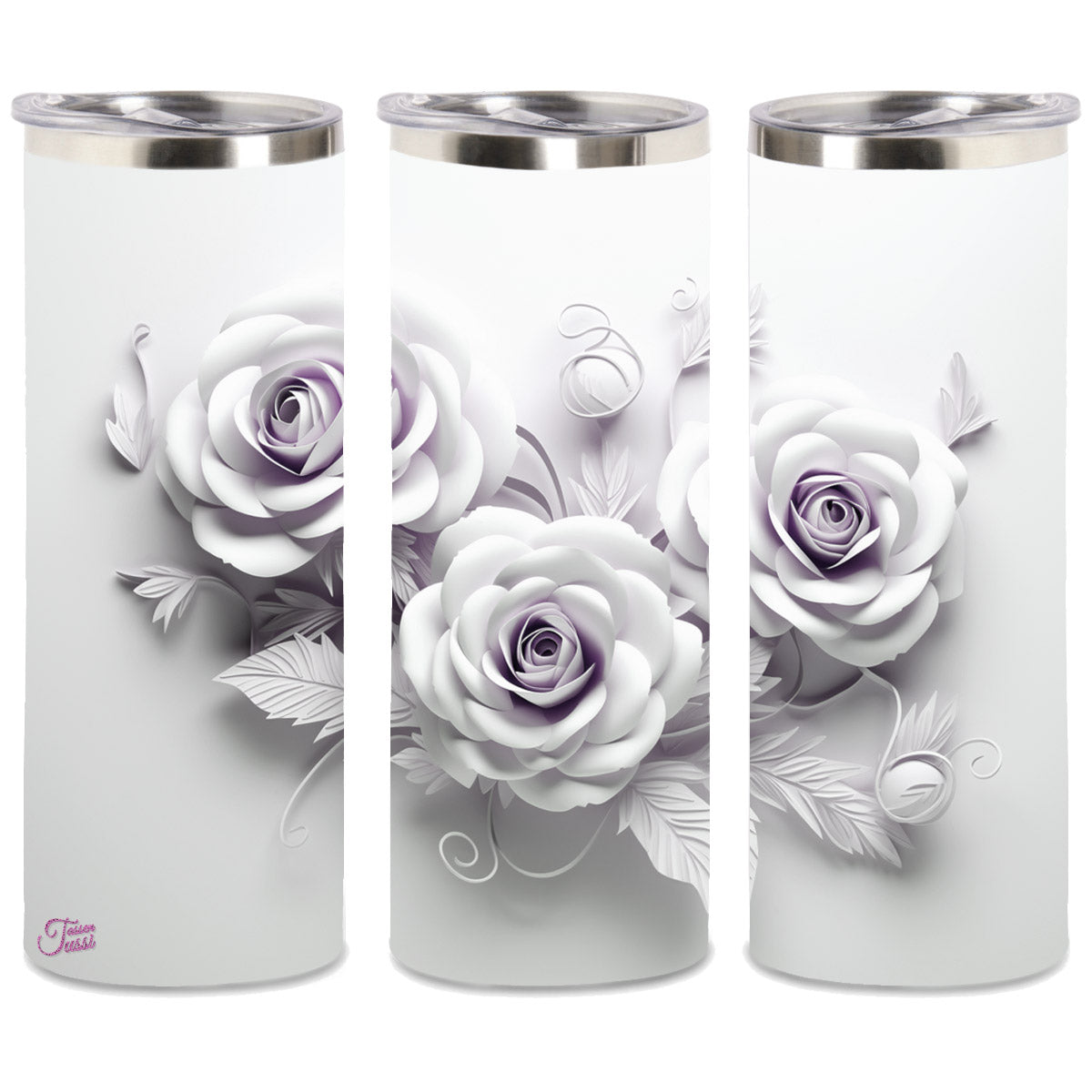 Edelstahl-Thermobecher - Weiße Rosen
