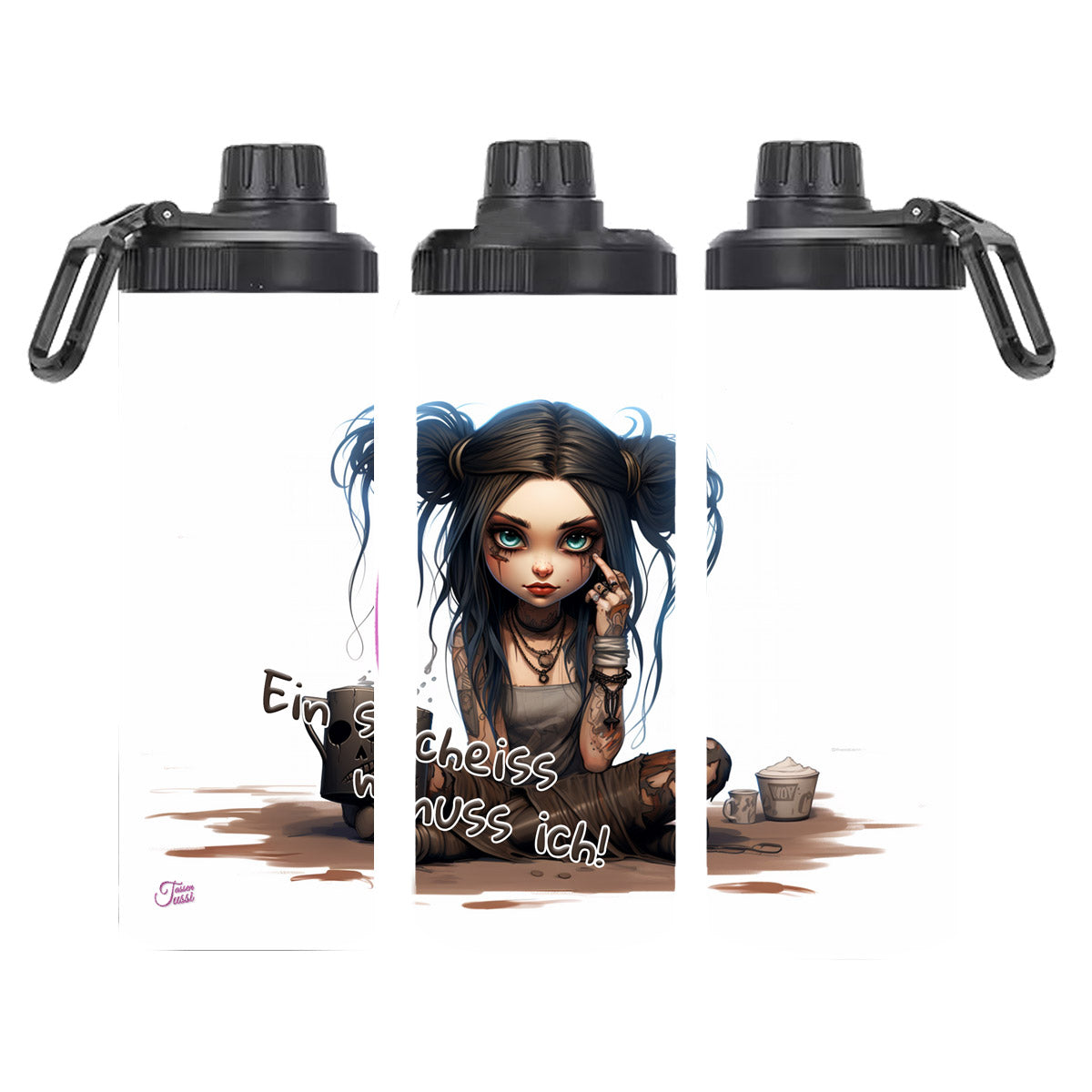 Edelstahl-Thermobecher metallic - Cartoon Gothic Girl