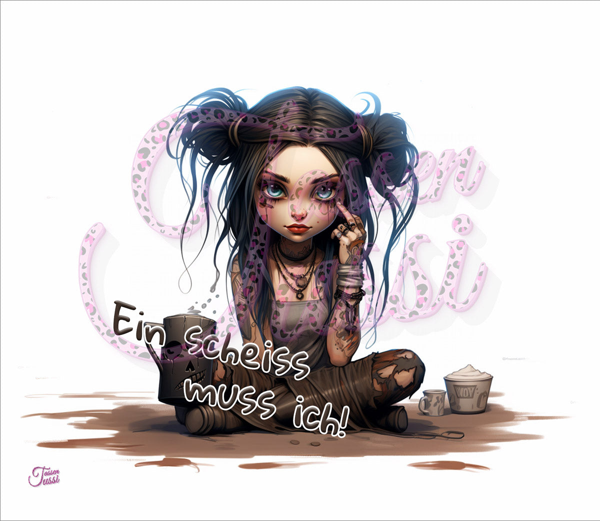 Edelstahl-Thermobecher metallic - Cartoon Gothic Girl