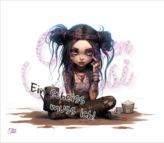 Edelstahl-Thermobecher metallic - Cartoon Gothic Girl
