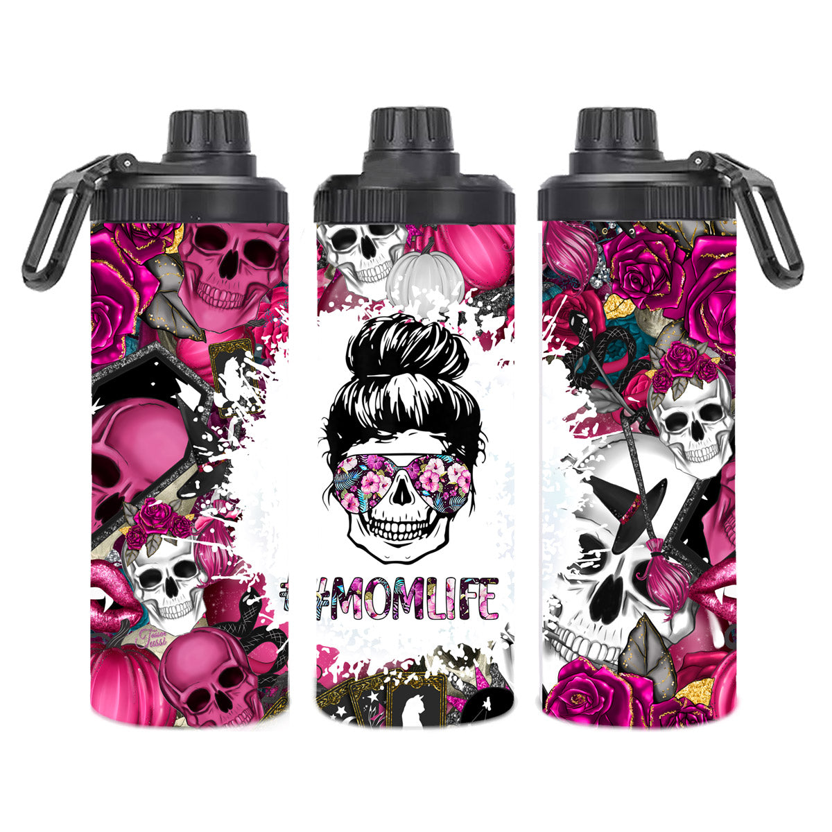 Edelstahl-Thermobecher metallic - #Momlife Skull