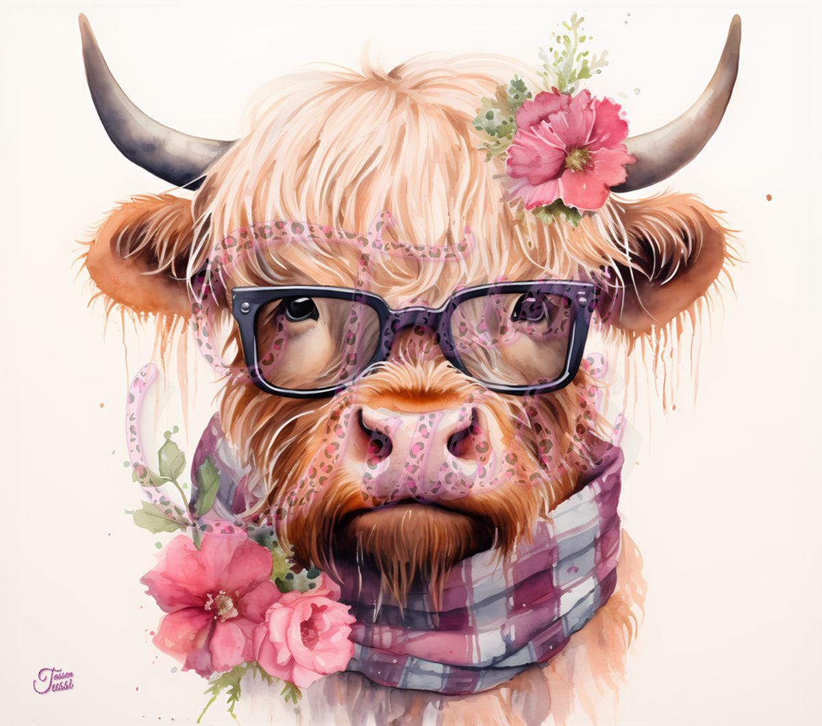 Edelstahl-Thermobecher - Kuh mit Brille