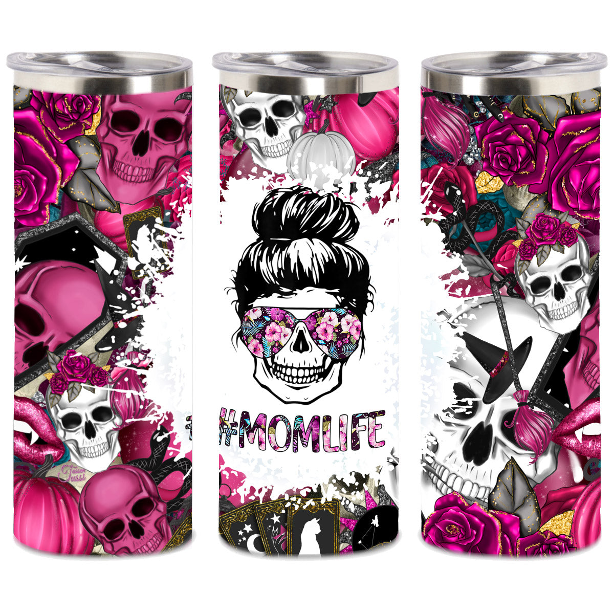 Edelstahl-Thermobecher metallic - #Momlife Skull