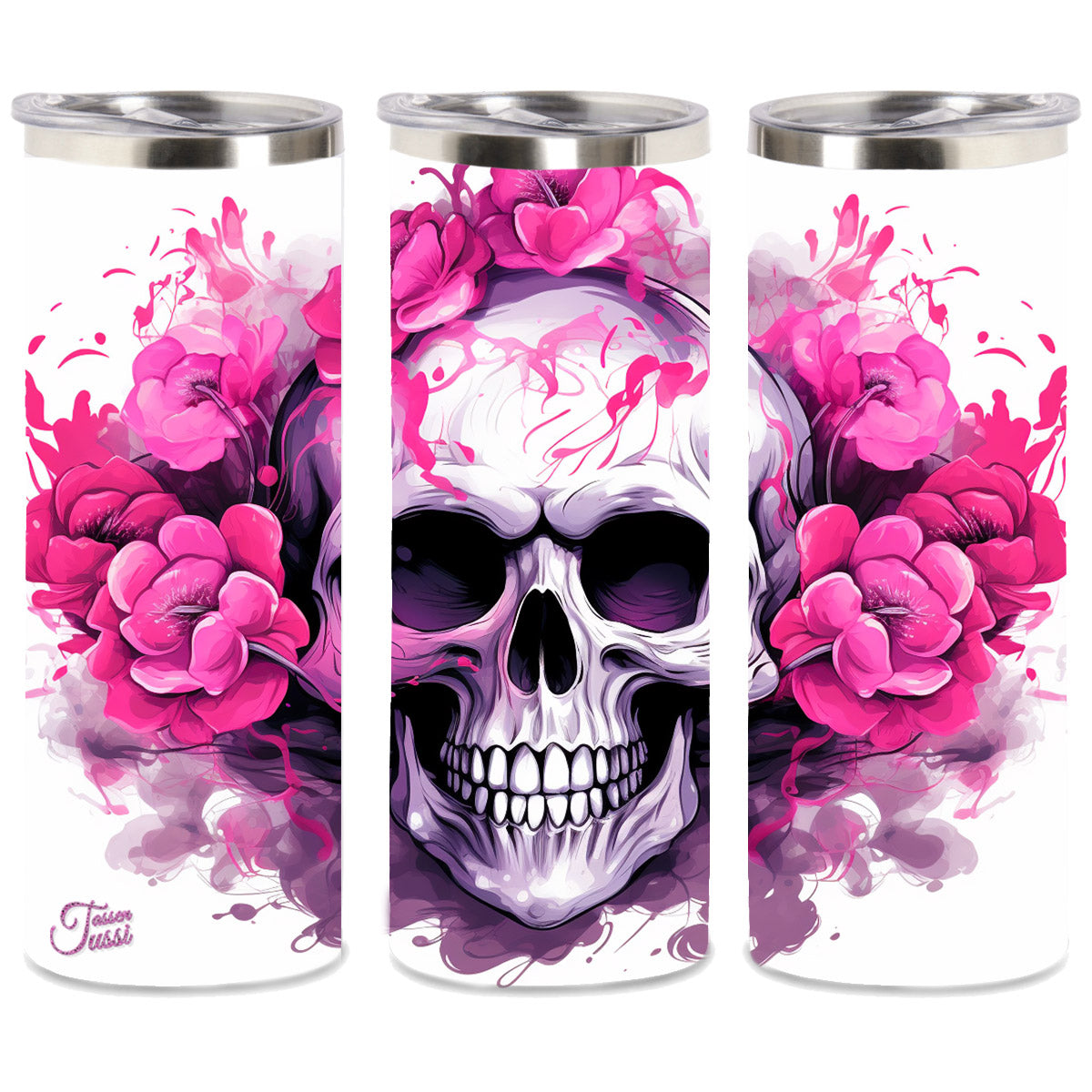 Edelstahl-Thermobecher - Skull Flower Head