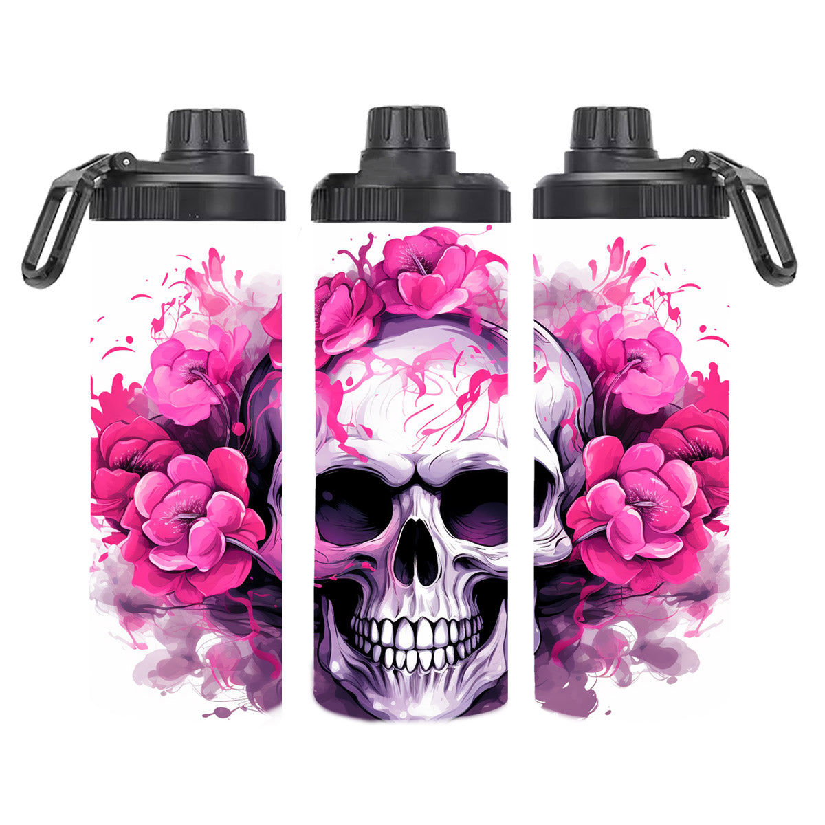 Edelstahl-Thermobecher - Skull Flower Head