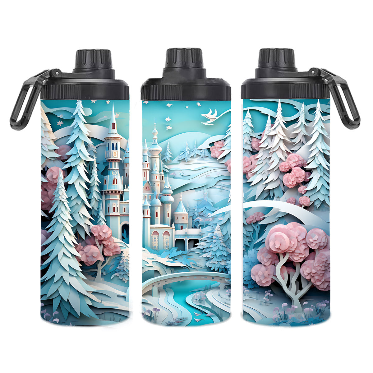 Edelstahl-Thermobecher metallic - 3D Winterwonderland -