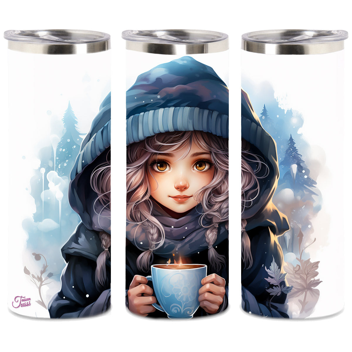 Edelstahl-Thermobecher - Girl with Coffee -