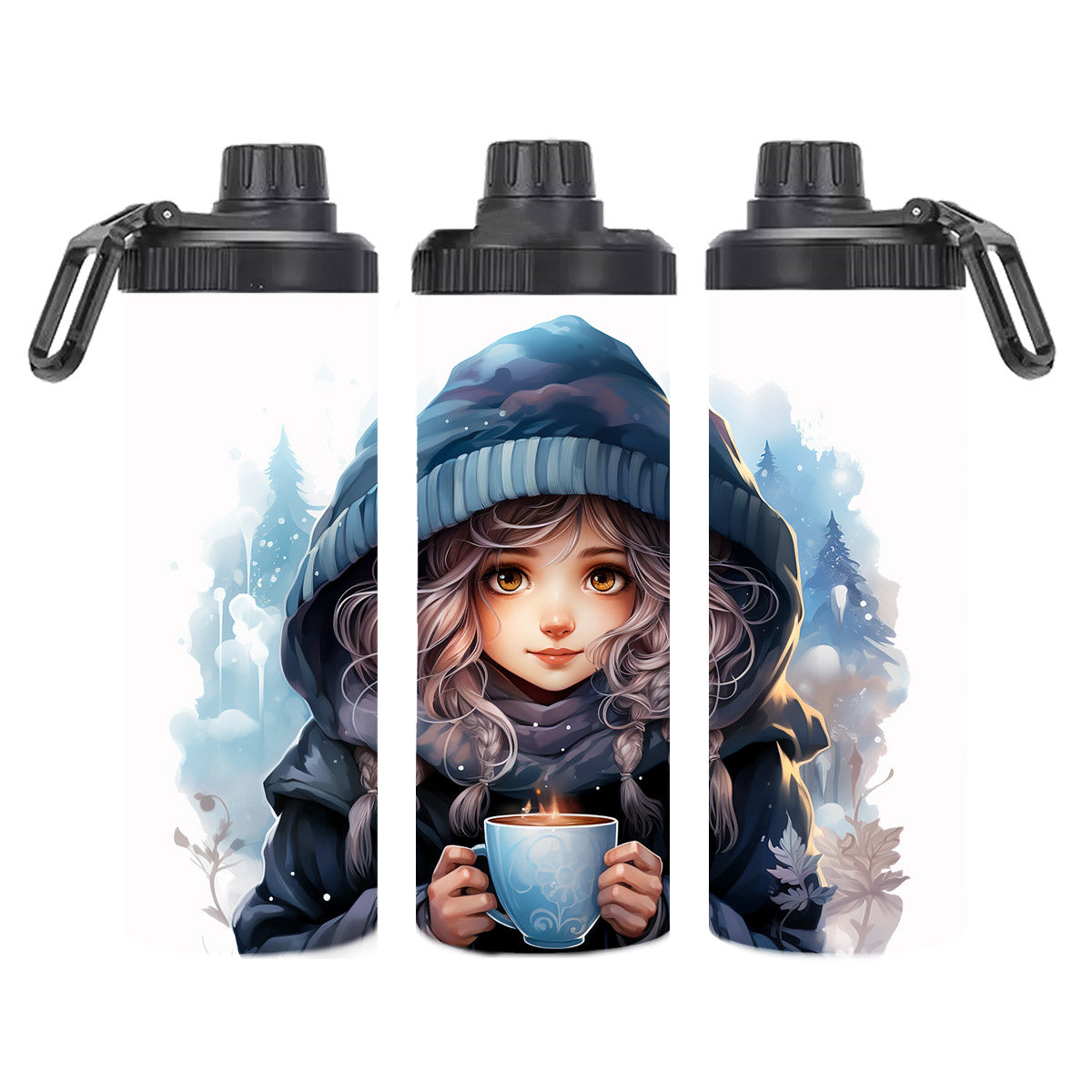 Edelstahl-Thermobecher - Girl with Coffee -