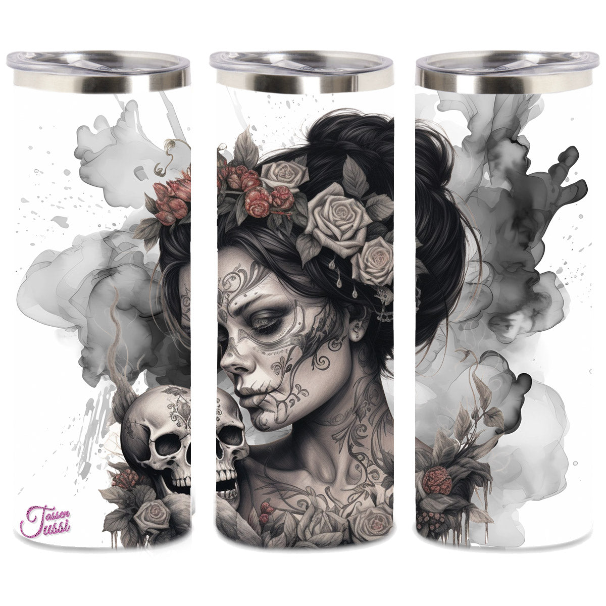 Edelstahl-Thermobecher metallic - Smoke Skull Woman