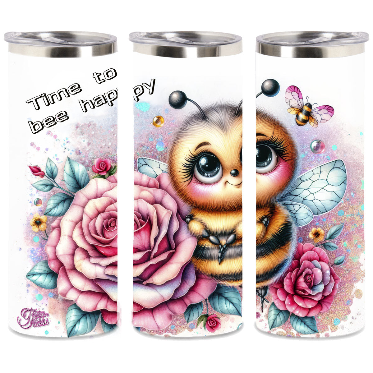 Edelstahl-Thermobecher metallic - Time to bee happy