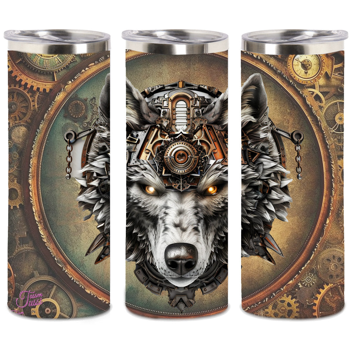 Edelstahl-Thermobecher - Wolf Steampunk
