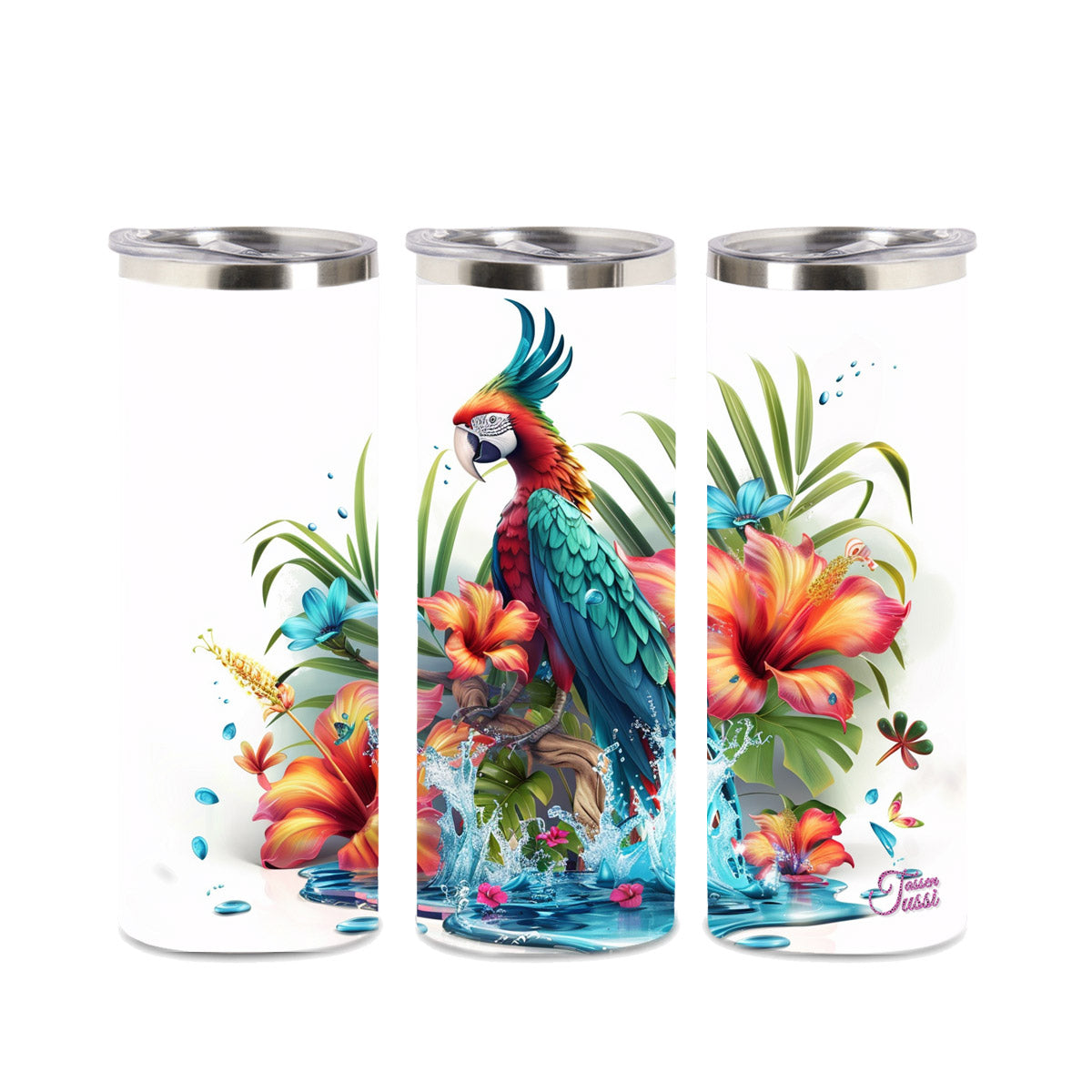 Edelstahl-Thermobecher - Hawaii Papagei