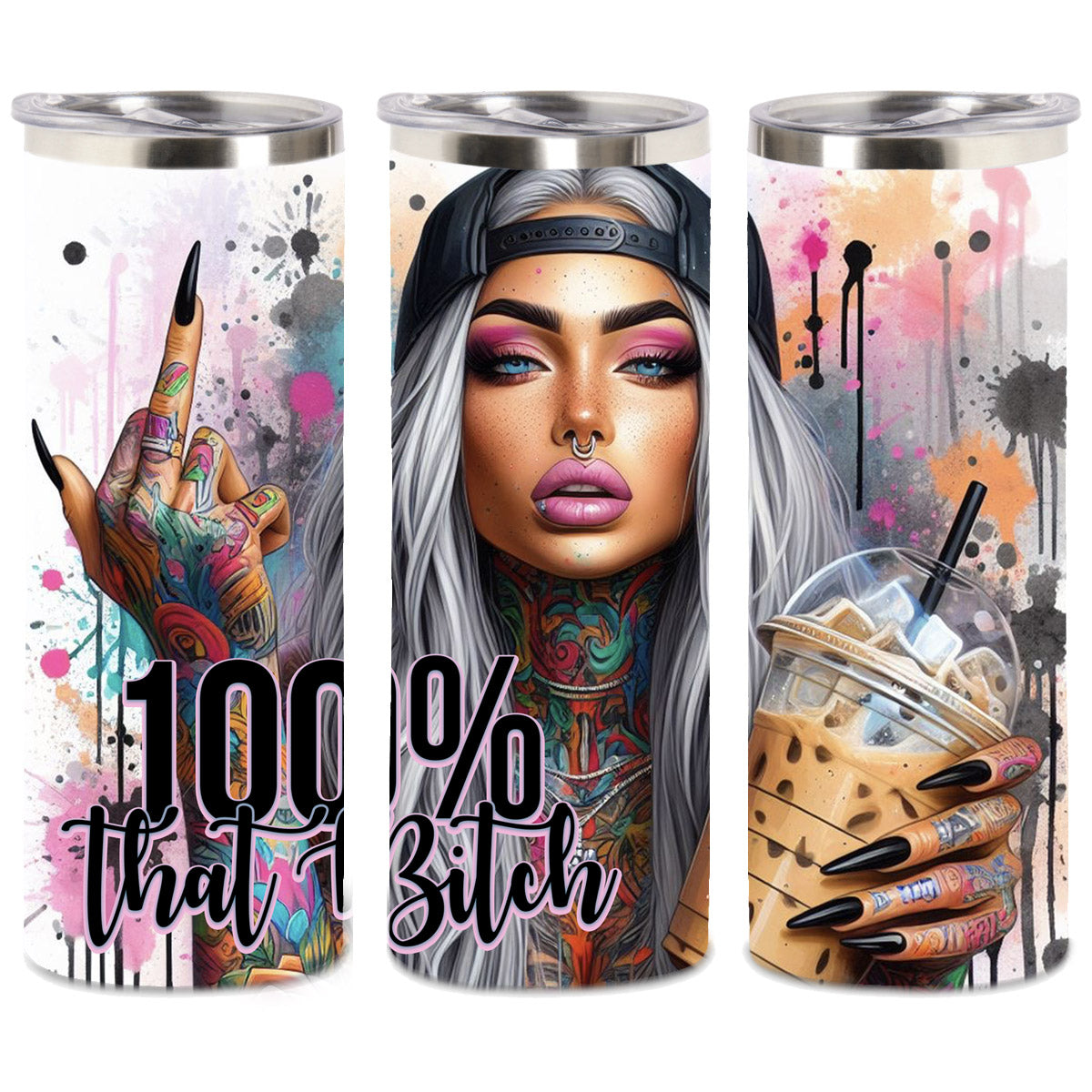 Edelstahl-Tumbler- 100 % Bitch
