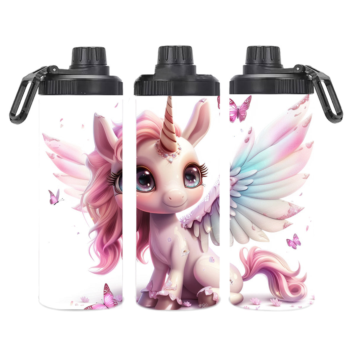 Edelstahl-Thermobecher metallic - Glitzer Unicorn