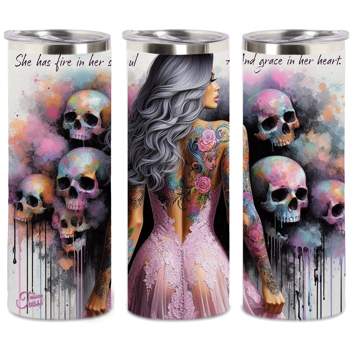 Edelstahl-Thermobecher - Woman Skullhead