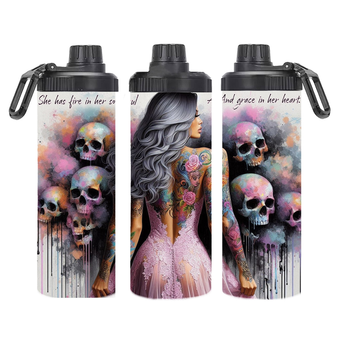 Edelstahl-Thermobecher - Woman Skullhead