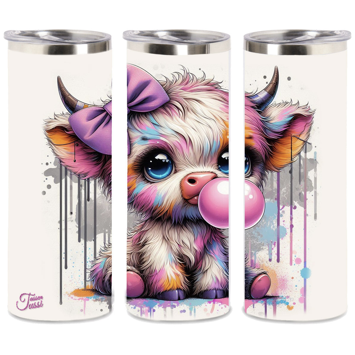 Edelstahl-Thermobecher metallic - Bubblegum Kuh Baby