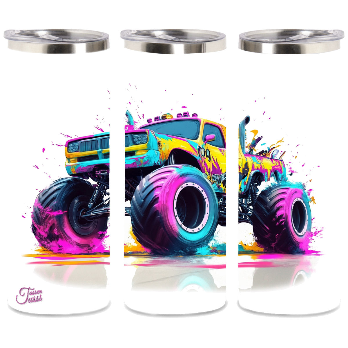 Edelstahl-Thermobecher - Monster Truck Car Neon