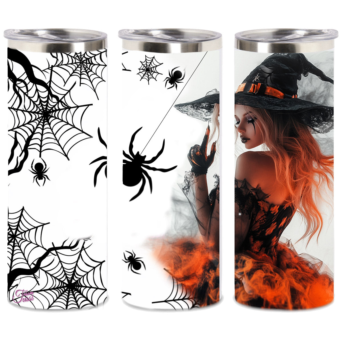 Edelstahl-Thermobecher Halloween Spinne Hexe