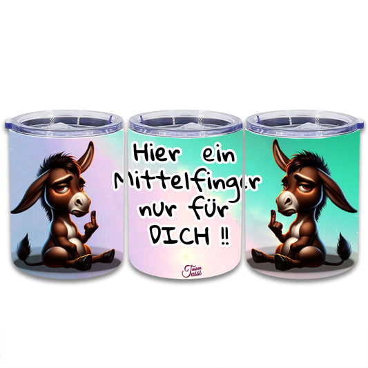 Edelstahl Thermokaffeebecher  Esel Mittelfinger