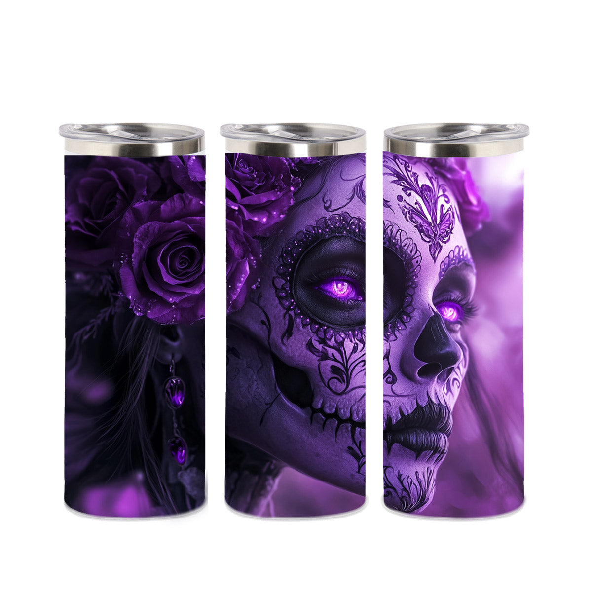 Edelstahl-Thermobecher - Skull Purple