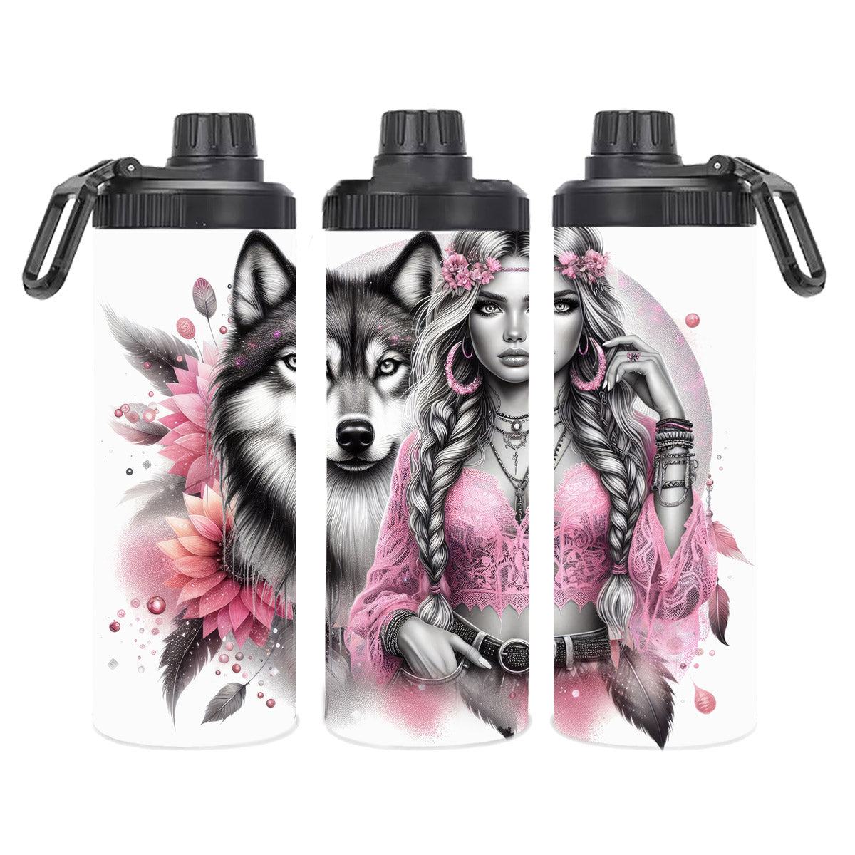Edelstahl-Thermobecher - Boho Woman Wolf