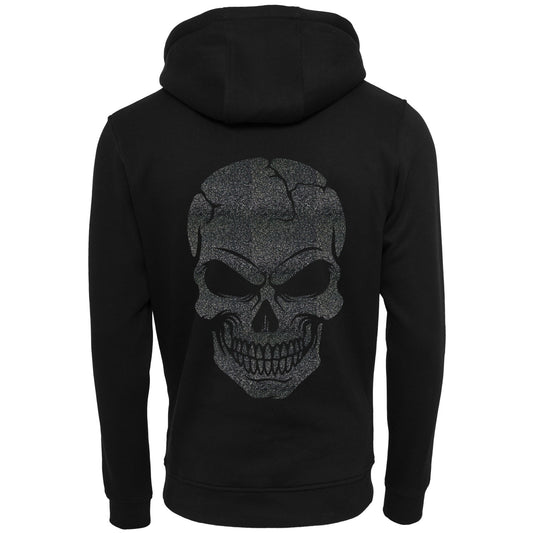 ZIP Hoodie - Skull Head Glitter Schwarz Druck - verschiedene Farben zur Auswahl