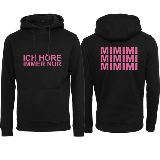 Hoodie -  MiMiMi - Druck Neon Rosa Glitter - verschiedene Farben zur Auswahl