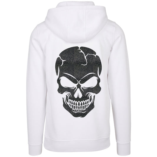 Hoodie -  Skull Head Glitzer Schwarz Druck - verschiedene Farben zur Auswahl