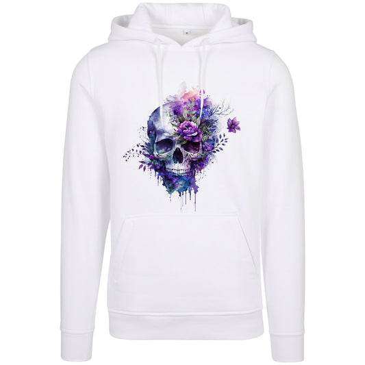 Hoodie -  Skull Lila Flower Druck - verschiedene Farben zur Auswahl