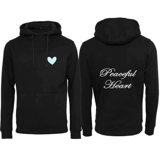 Hoodie -  Peaceful Heart - Glitter Weiss/Hellblau