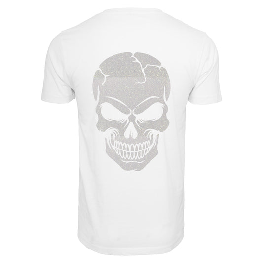 T-Shirt Shirt -  Skull Head Glitzer Weiß Druck - verschiedene Farben zur Auswahl