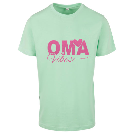 T-Shirt Shirt - Oma Vibes - Druck Neon Rosa Glitter - verschiedene Farben zur Auswahl