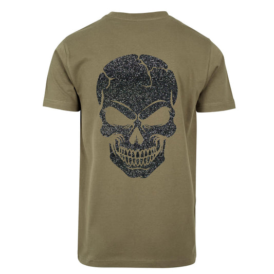 T-Shirt Shirt -  Skull Head Glitzer Schwarz Druck - verschiedene Farben zur Auswahl