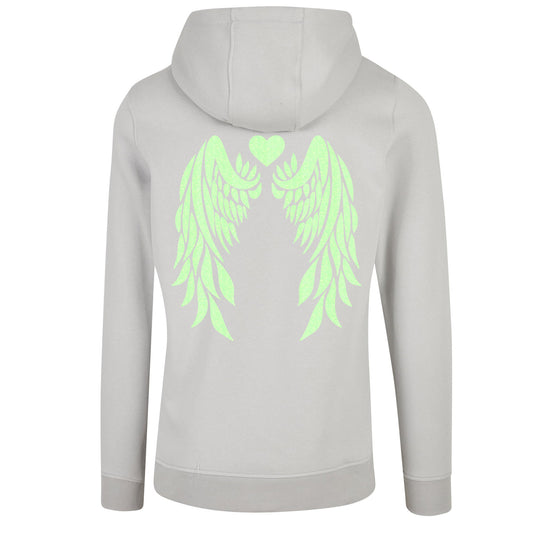 ZIP Hoodie -  Angel Wings - Druck Neon Grün - verschiedene Farben zur Auswahl