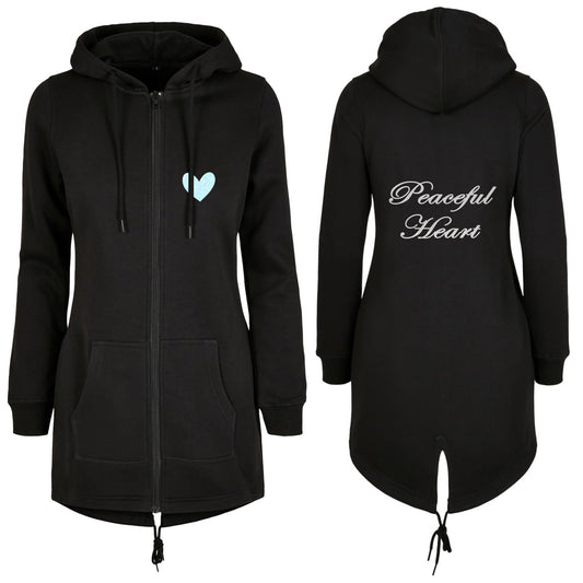 ZIP Parka Schwarz - Peaceful Heart - Glitter Weiss/Hellblau