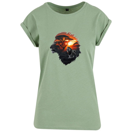 Ladies Extended Shoulder T-Shirt - Löwe - Nicht aufgeben