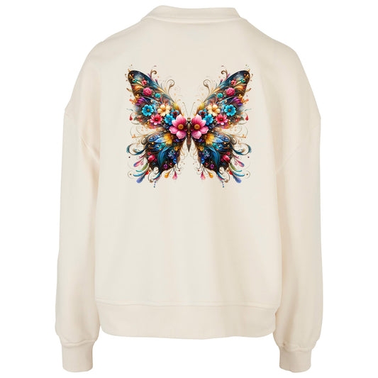 Ladies Oversized Sweatshirt - Flower Butterfly