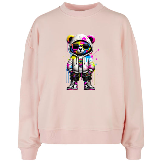 Ladies Oversized Sweatshirt - Bear Sunglas