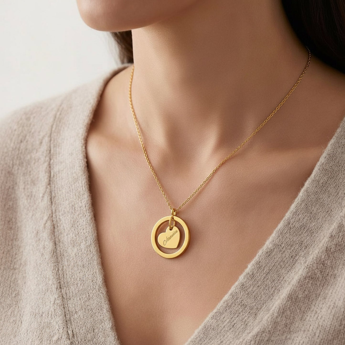 Personalisierte Herz Edelstahl Kette mit Namen & Datum | Gravur Schmuck