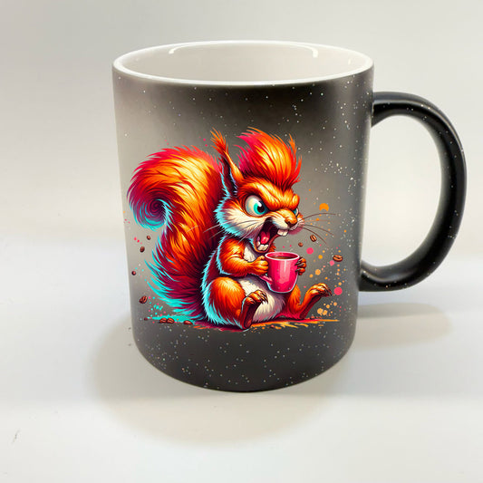 Tasse - Magic Tasse Schwarz - Eichhörnchen - Hole Nuss