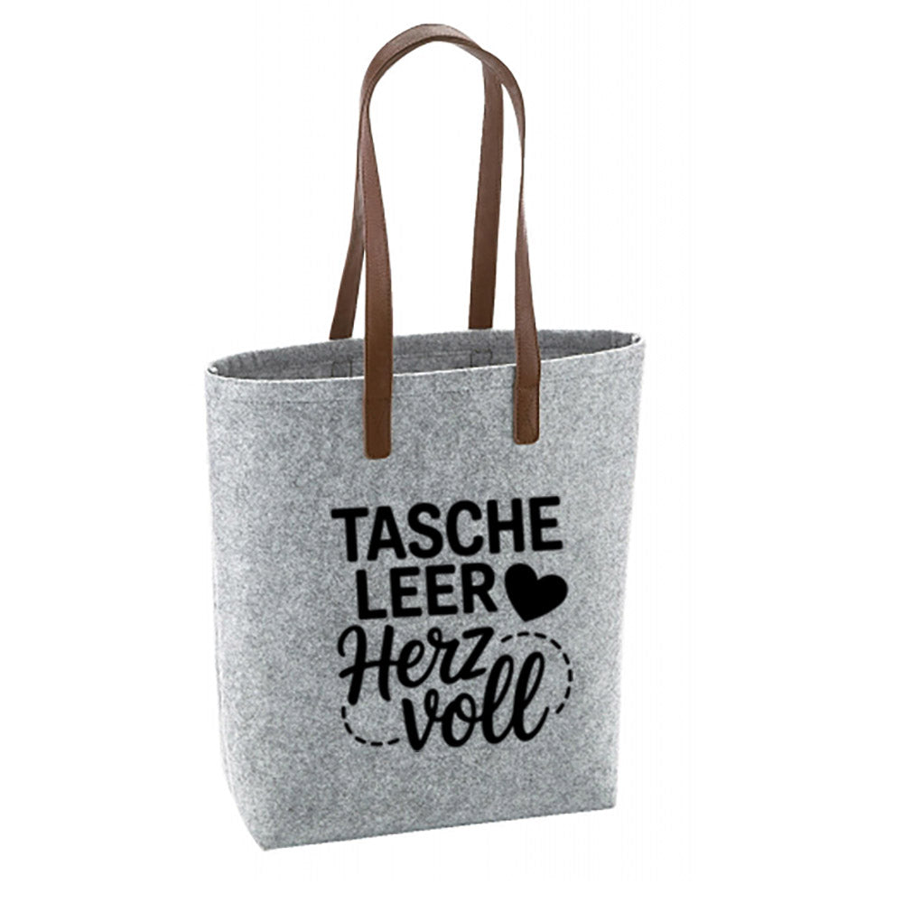 Filz Tasche - Tasche leer Herz voll