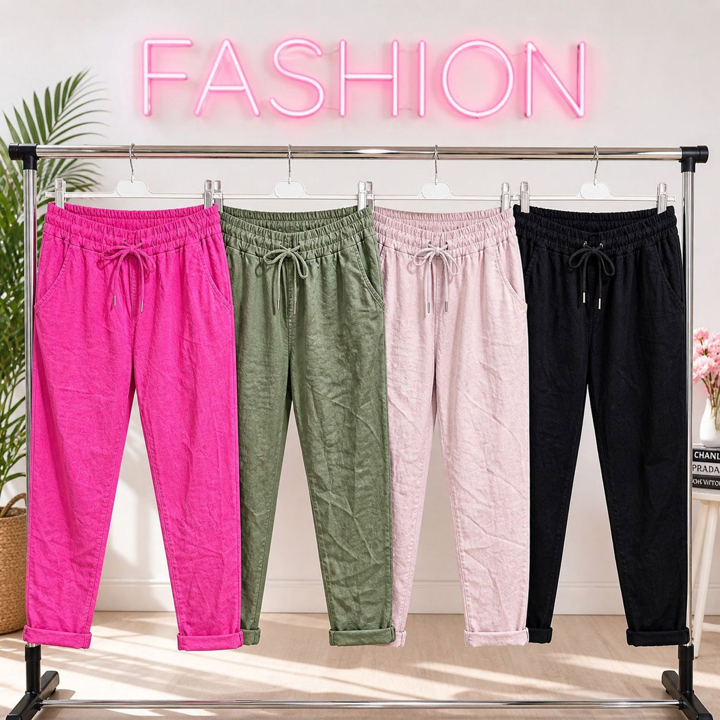 Damen Schlupfhose Größe 38-42 – bequeme Freizeithose mit elastischem Bund