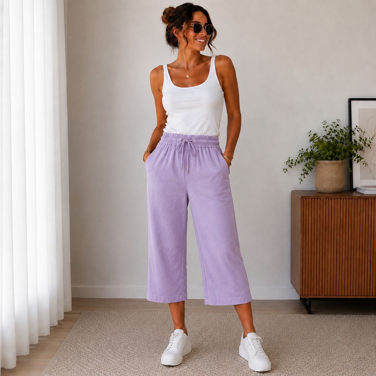 Linda - Sommer 7/8 Hose Stoff - Tragbar von 40 - 46