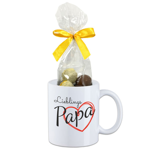 Tasse zum Vatertag - Lieblings Papa - mit Pralinen