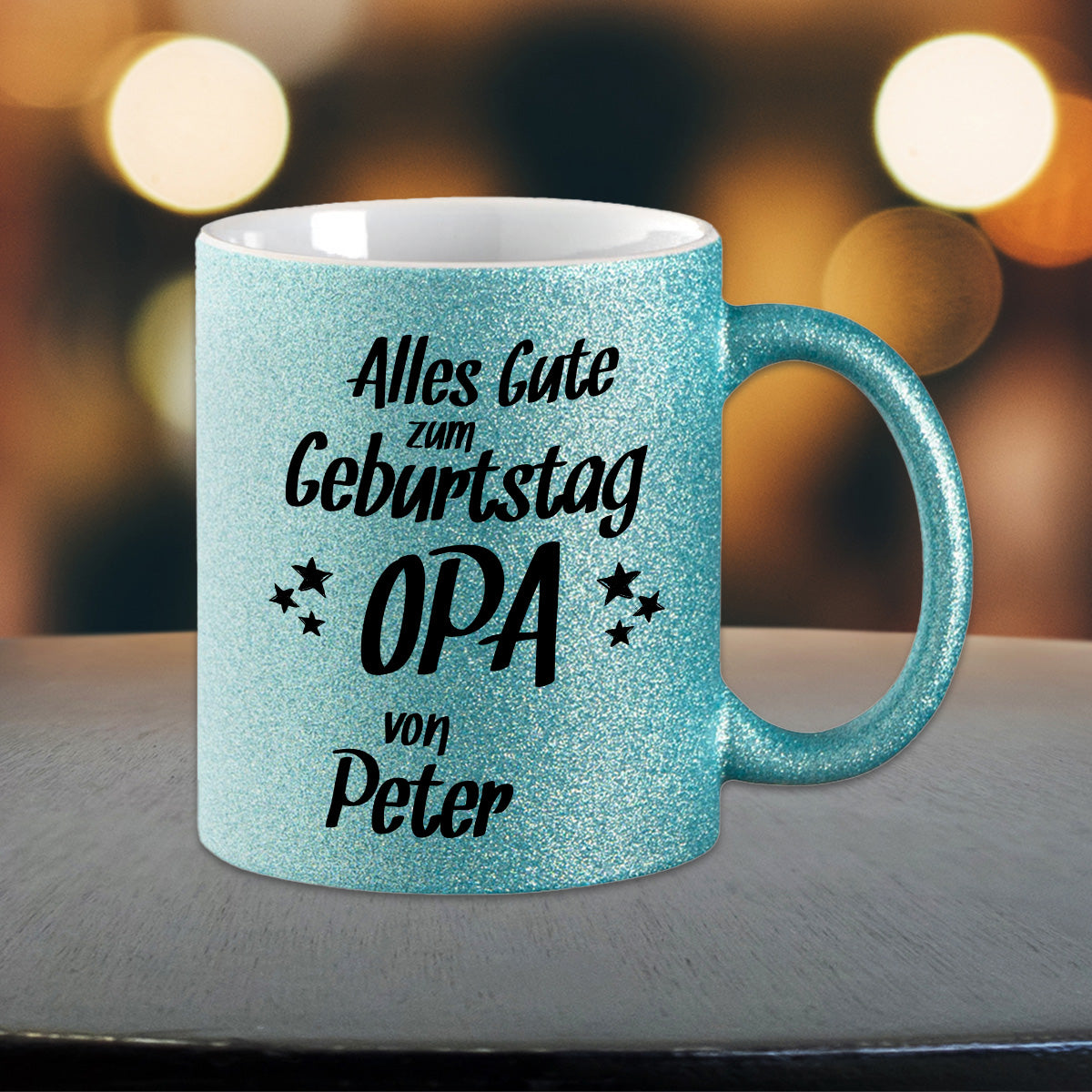 Glitzer Tasse - Alles Gute zum Geburtstag Opa -