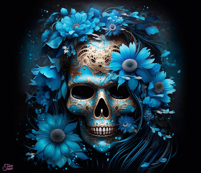 Edelstahl-Thermobecher metallic - Blue Steampunk Skull