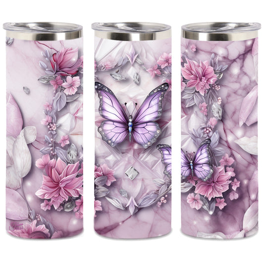 Edelstahl-Thermobecher metallic - Pink-Purple Butterfly -