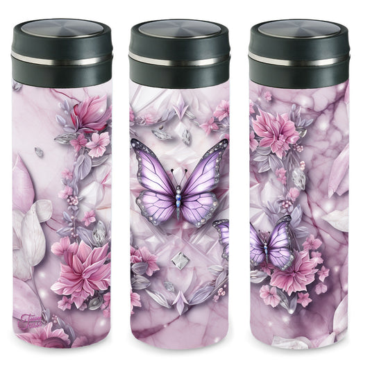 Edelstahl-Thermosflasche - Pink-Purple Butterfly