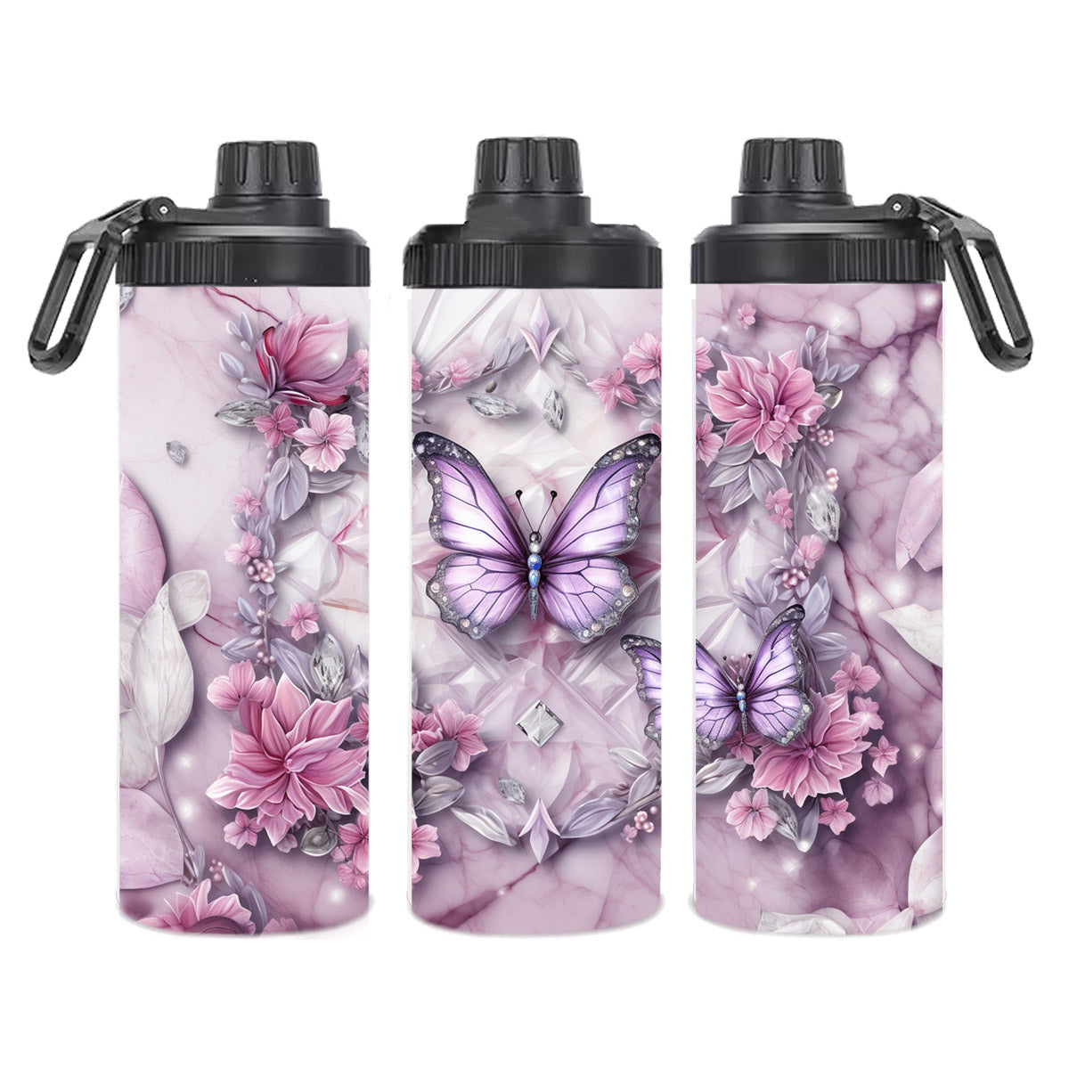 Edelstahl-Thermobecher metallic - Pink-Purple Butterfly -